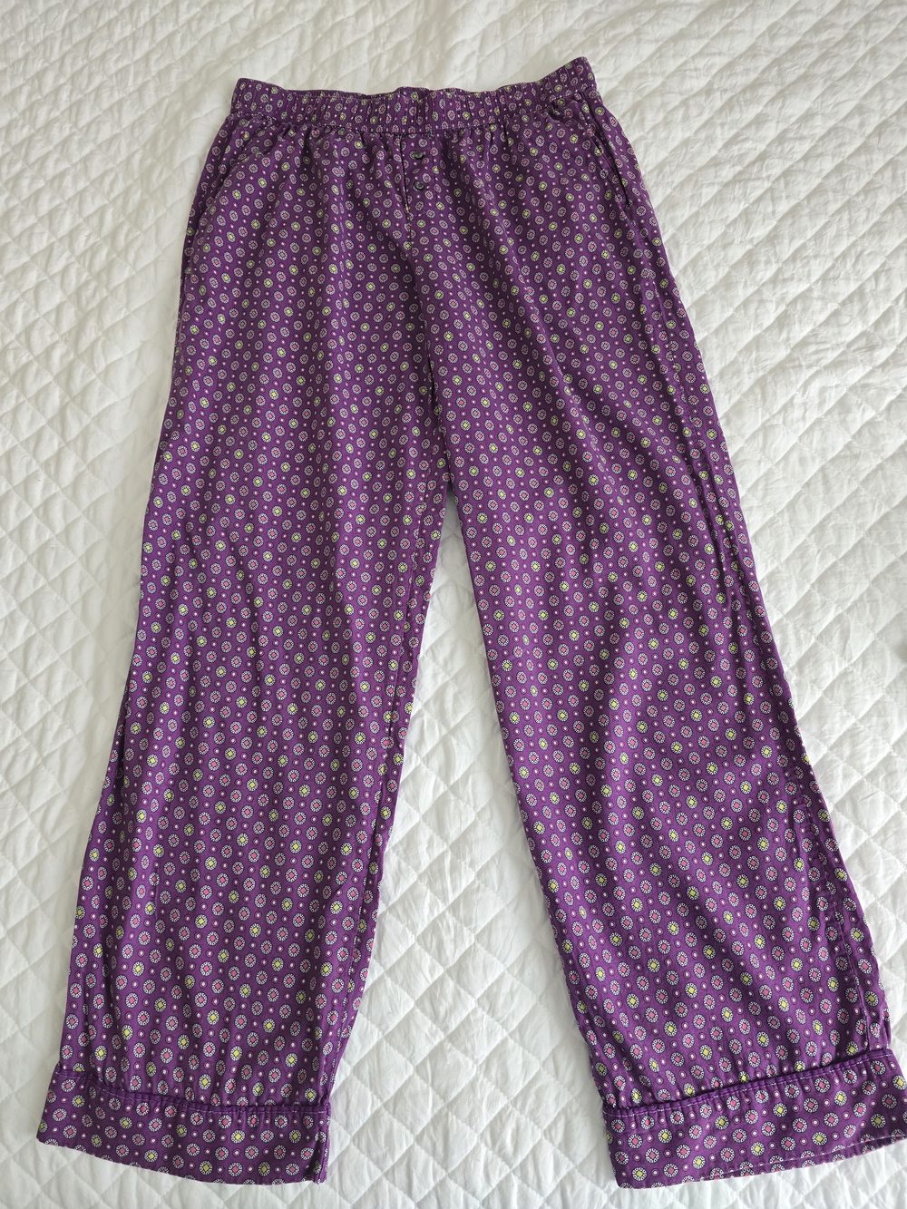 Victoria's Secret Y2K Purple Printed Lounge Pants with Pink & Yellow Size M